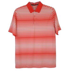 Nike Golf Tour Performance Polo Shirt Mens L Red Orange White Stripe